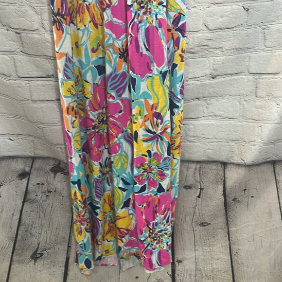 Lilly Pulitzer Amanda Besame Mucho Pink Blue Floral Maxi Dress Size XL - Picture 8 of 15